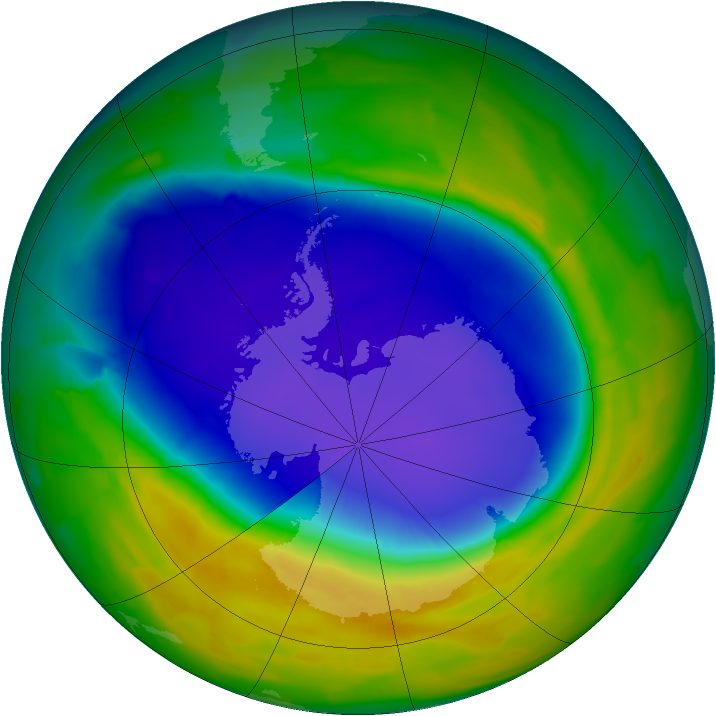 Antarctic ozone map for 07 October 2013